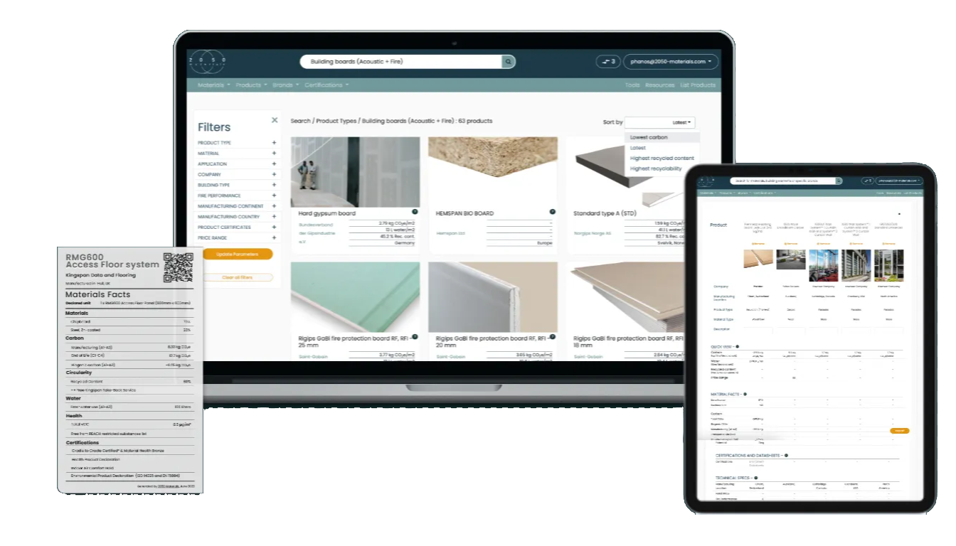 Image Showing 2050 Materials Database - Visualizing the Comprehensive Resource for Sustainable Building Solutions