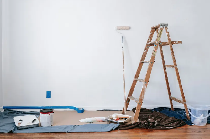 Image of Room Being Painted - Illustrating the Process of Interior Painting and Renovation