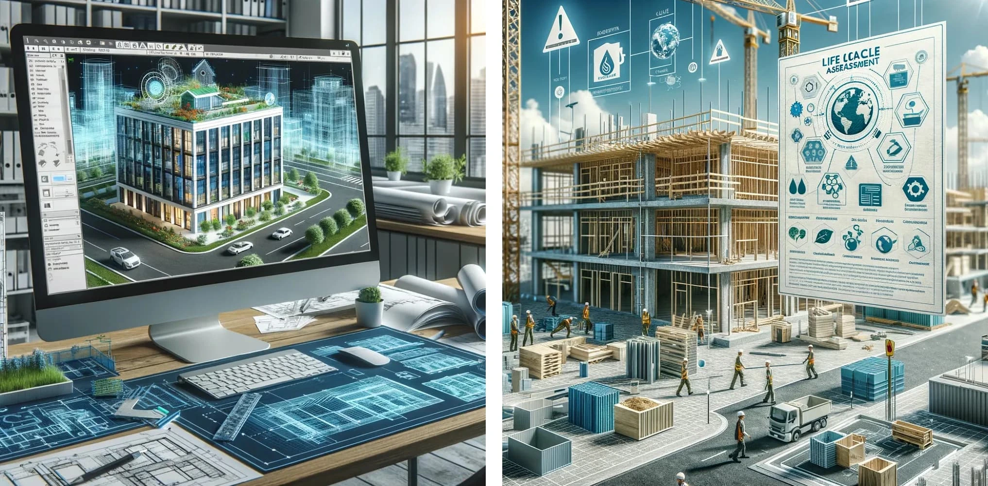 AI-Generated Image: LCA and BIM Driving Sustainable Construction