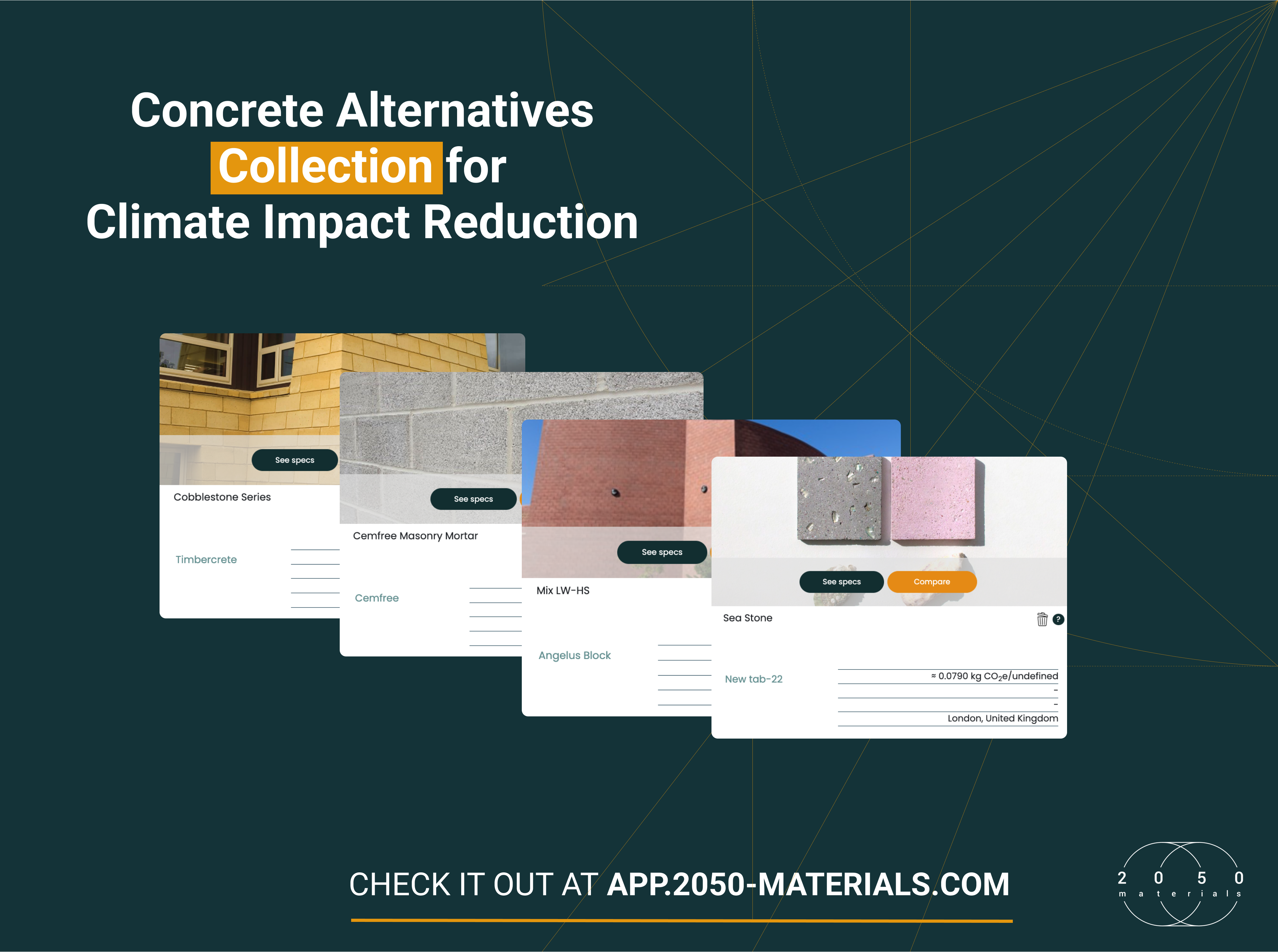 Sustainable concrete alternatives collection for reducing climate impact