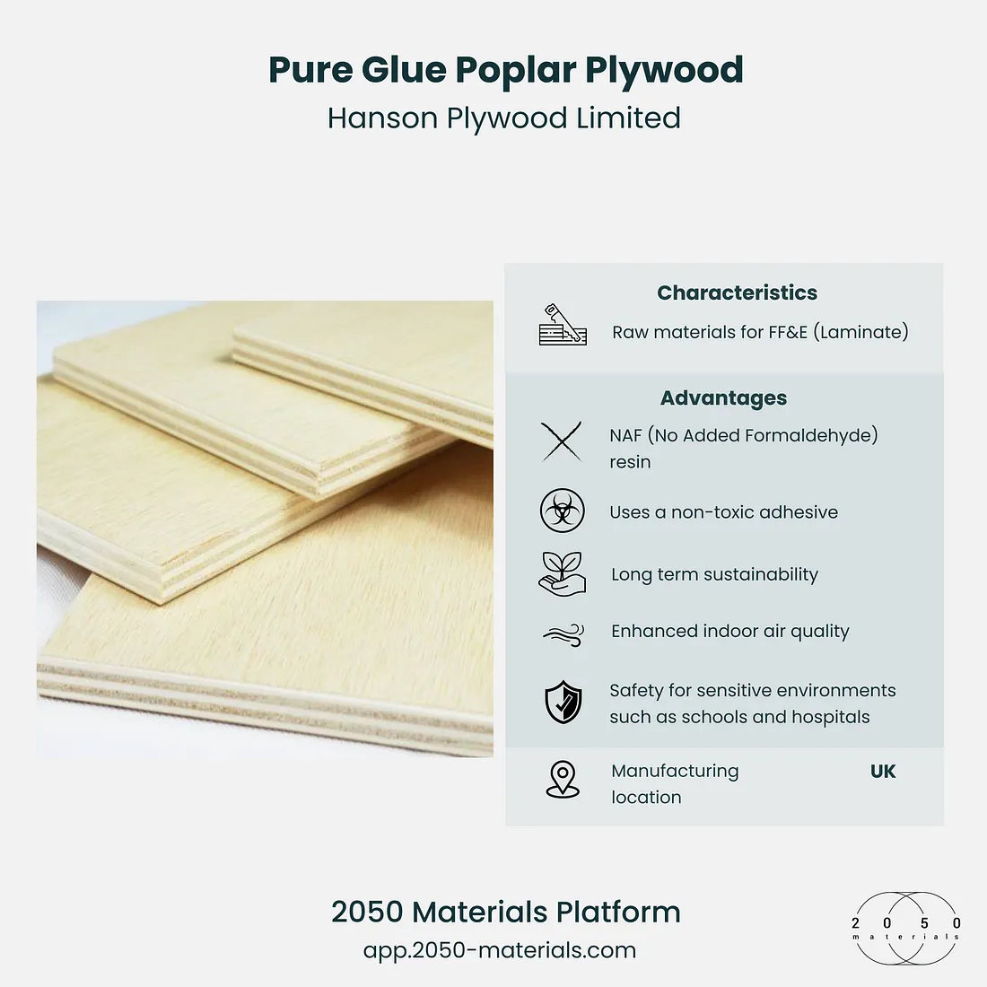 Image of Pure Glue Poplar Plywood on 2050 Materials Platform