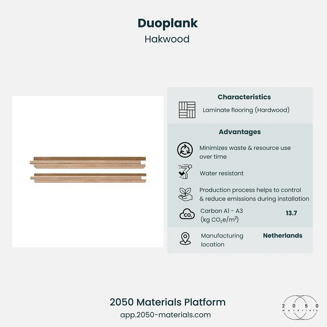 Duoplank on 2050 Materials Platform