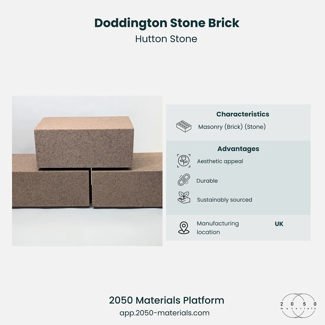 Doddington Stone Brick featured on 2050 Materials Platform