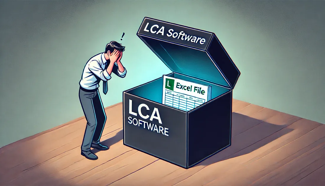 Screenshot of LCA software interface showing product lifecycle analysis