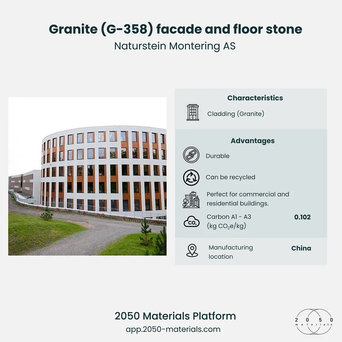 Granite (G-358) Fasade by Naturstein Montering AS on 2050 Materials Platform