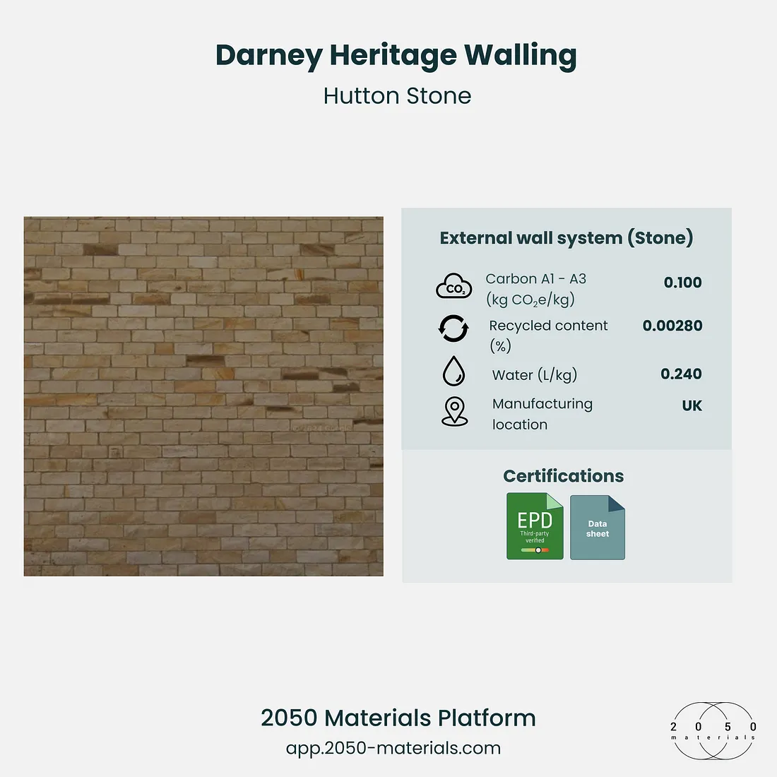 Darney Heritage Walling by Hutton Stone on 2050 Materials Platform