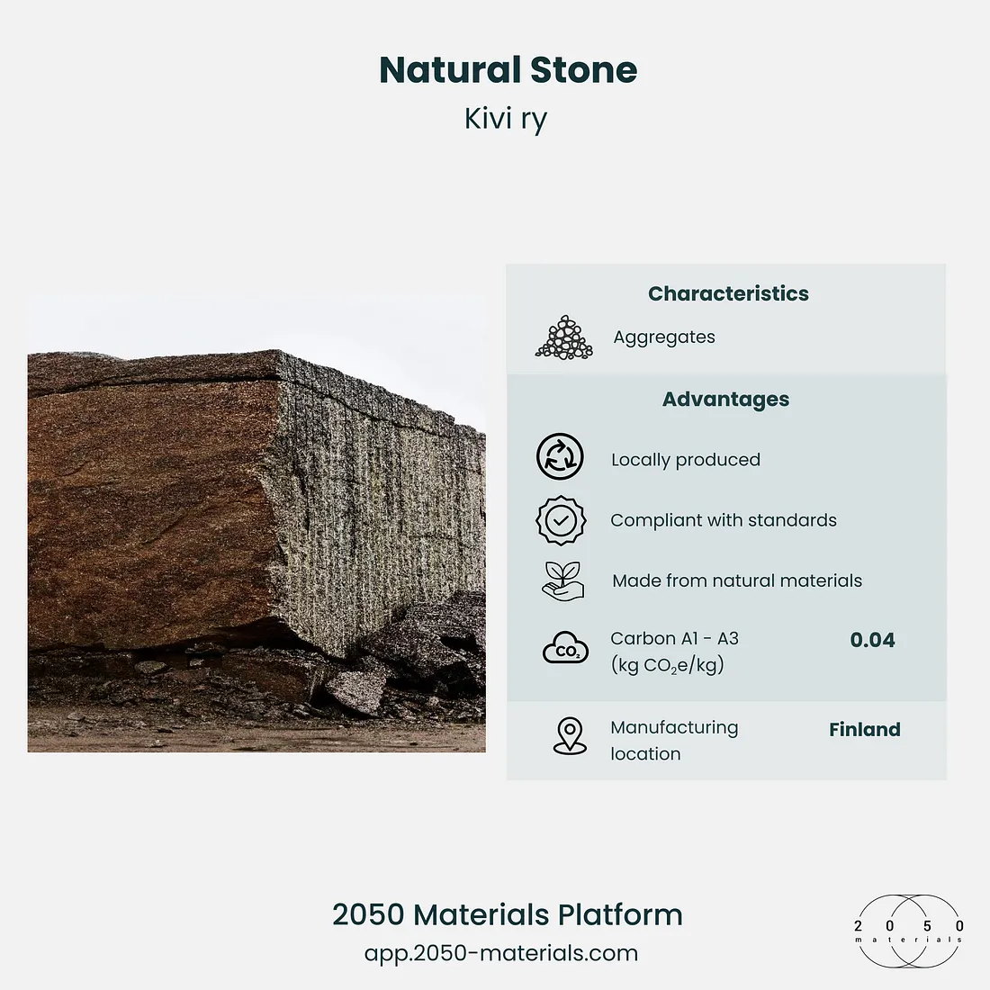 Natural Stone by Kivi ry for sustainable building applications