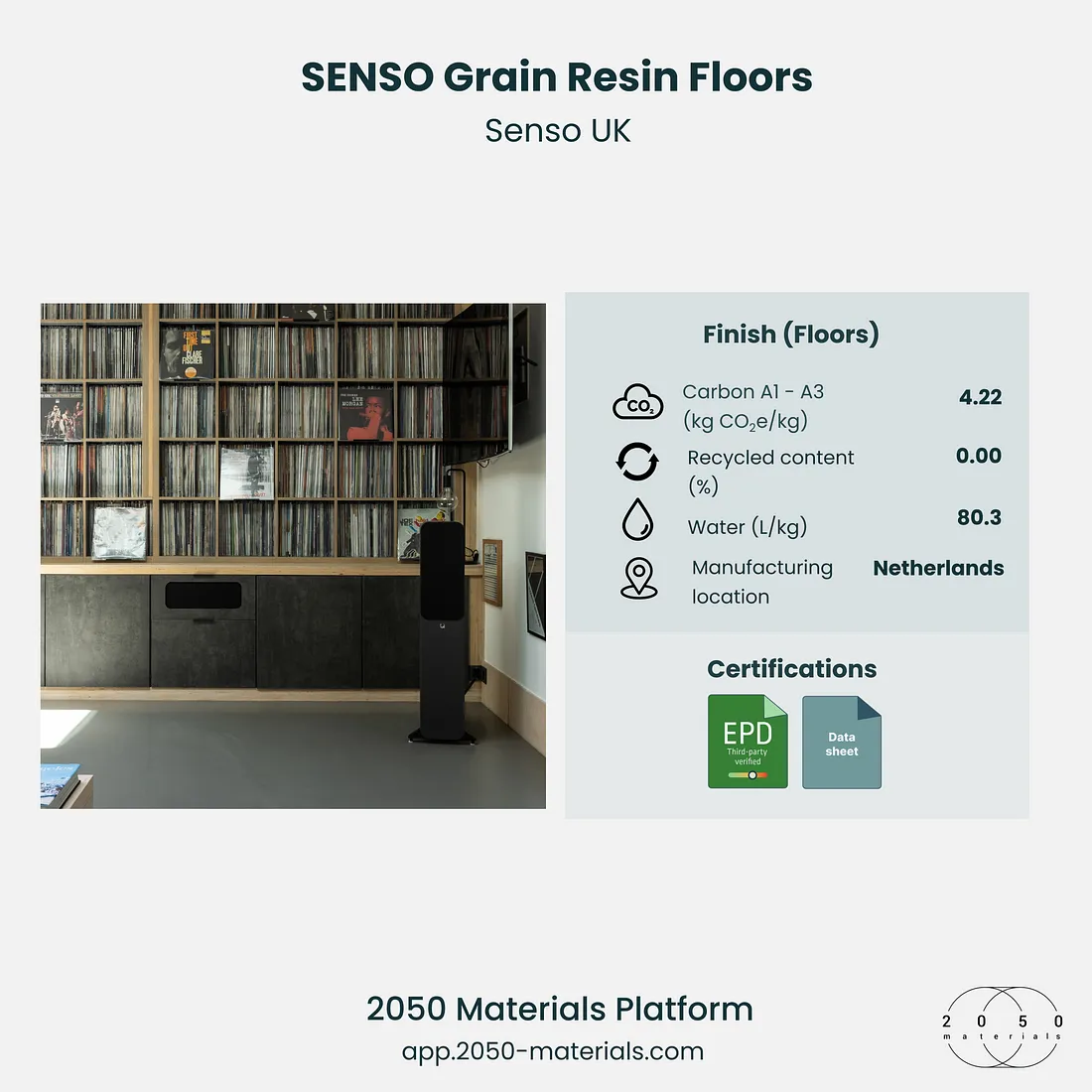 SENSO Grain Resin Floors available on 2050 Materials Platform