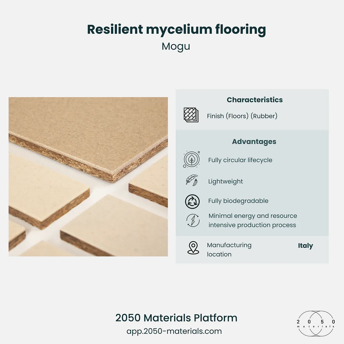 Resilient Mycelium Flooring on 2050 Materials Platform