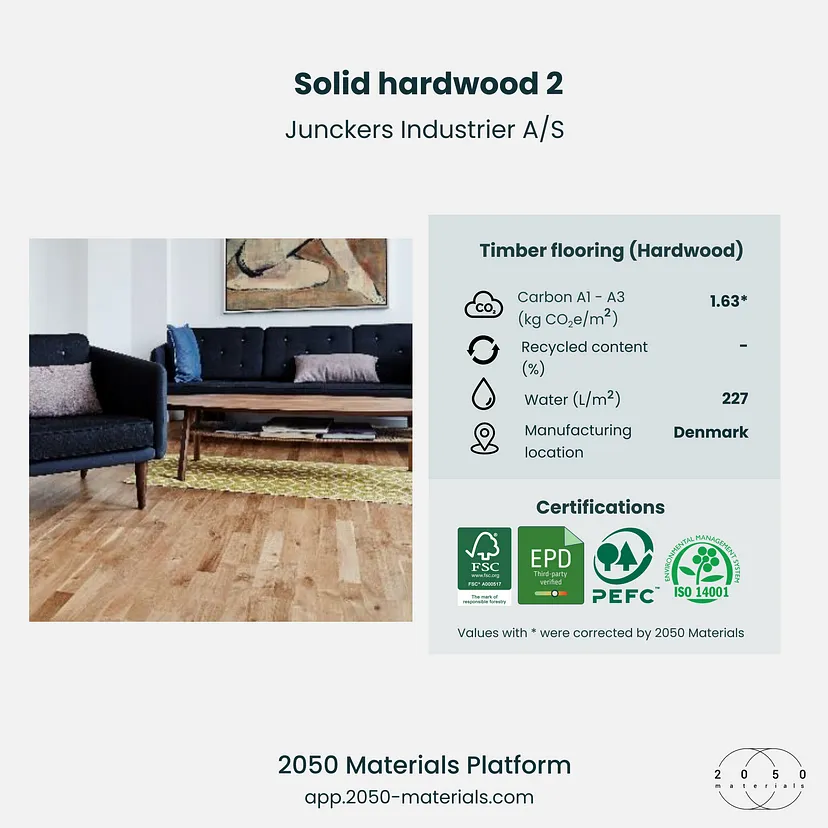 Solid Hardwood 2-Strip Parquet by Junckers Industrier A/S on 2050 Materials Platform