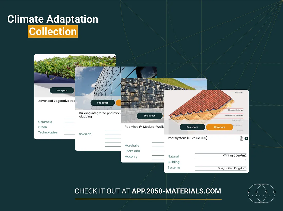 Climate Adaptation Collection by 2050 Materials showcasing sustainable building solutions for a resilient future.