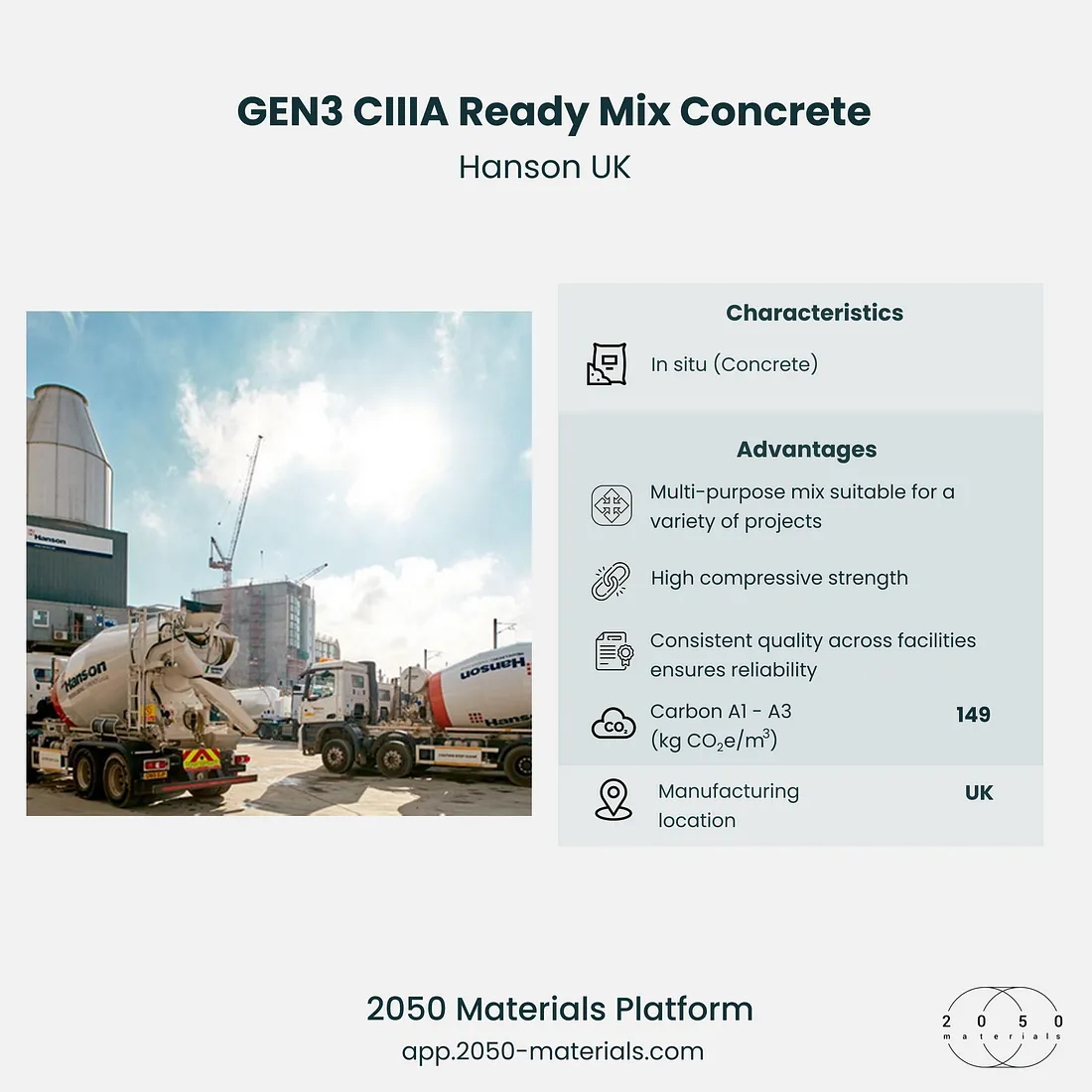 GEN3 CIIIA Ready Mix Concrete on 2050 Materials.