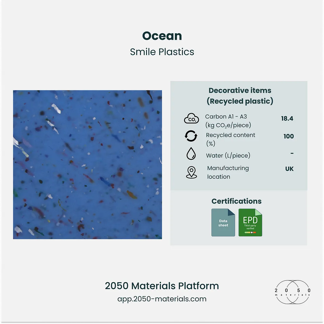 Ocean by Smile Plastics available on the 2050 Materials Platform.