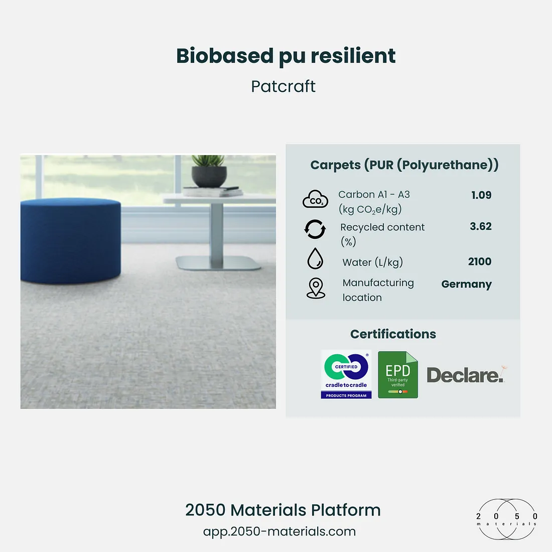 Biobased PU Resilient on 2050 Materials Platform