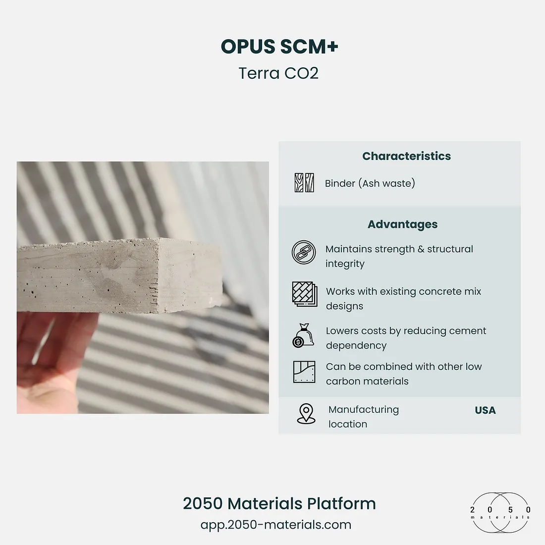 OPUS SCM+ available on the 2050 Materials Platform.