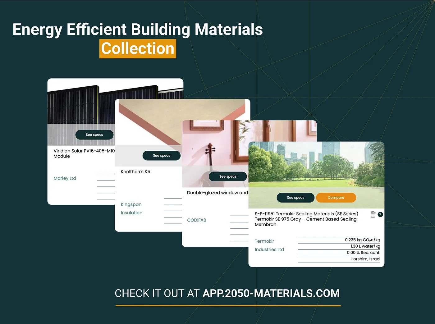 Curated energy efficient building materials collection at 2050 Materials