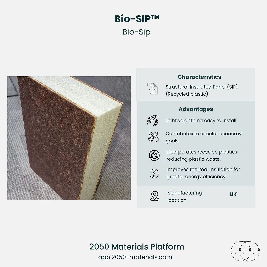 Bio-SIP available on the 2050 Materials Platform.