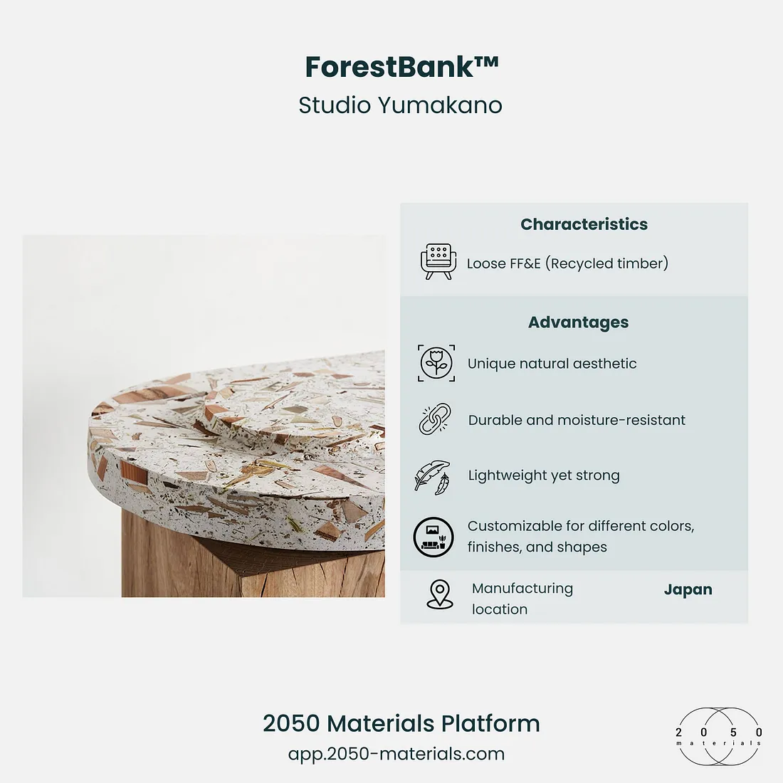 ForestBank™ by Yuma Kano available on the 2050 Materials Platform.