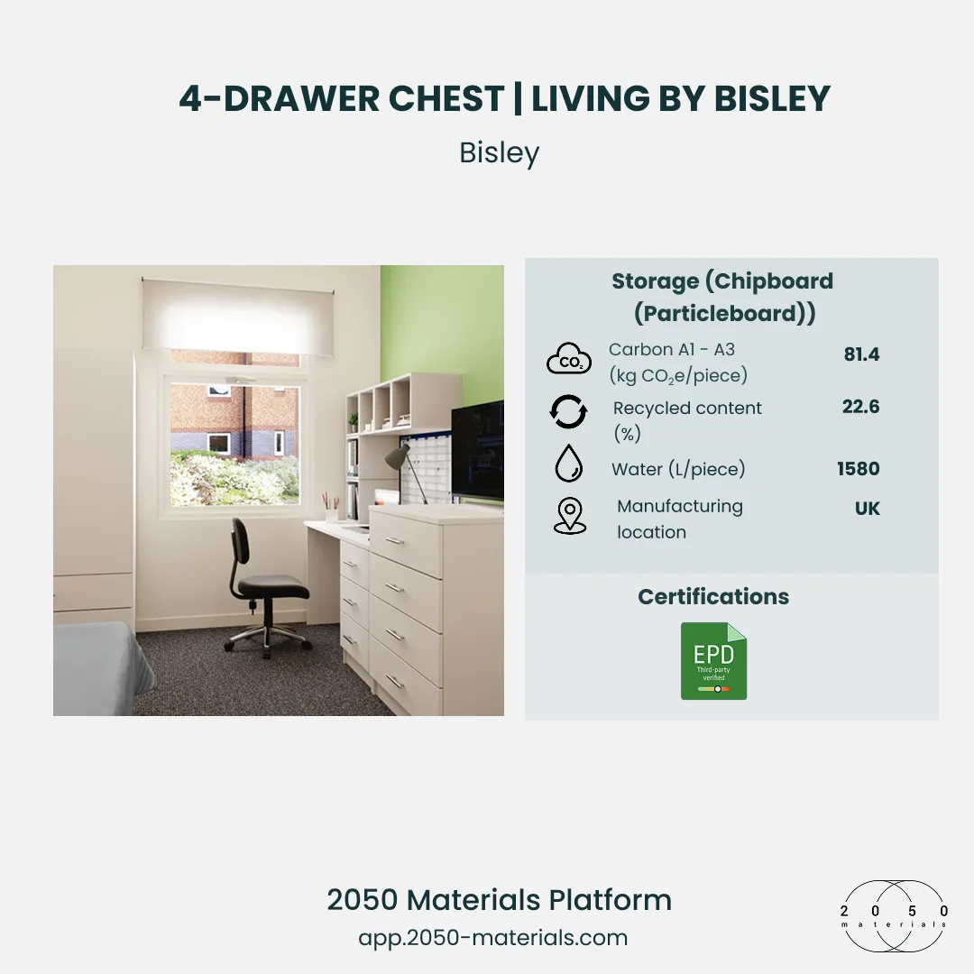 4-Drawer Chest from the Living collection by Bisley on the 2050 Materials Platform — durable storage with a low-impact design.