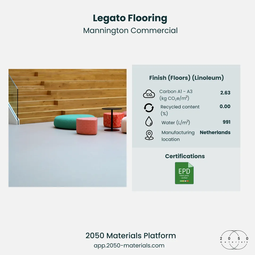 Legato Flooring product listing on 2050 Materials platform