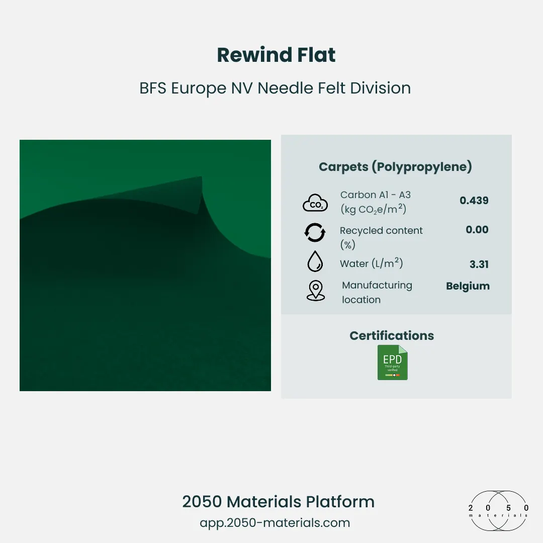Rewind Flat carpet made from recycled PET on 2050 Materials Platform
