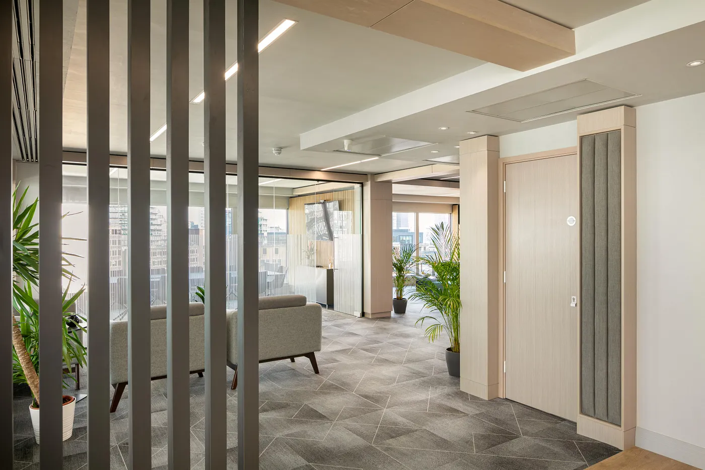 Fletcher Rae studio in Manchester, UK showcasing a modern workplace interior with flexible design and Milliken flooring