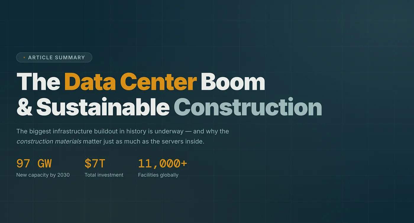 Data center building under construction using sustainable materials and low-carbon design methods