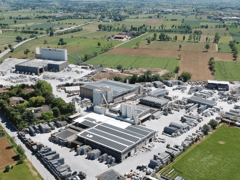 Aerial photo of the Senini manufacturing plant in northern Italy