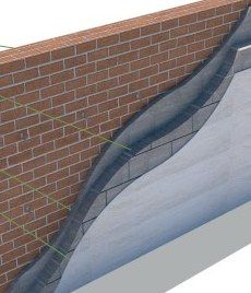 Diagram of hemp blocks as internal insulation on a solid brick wall