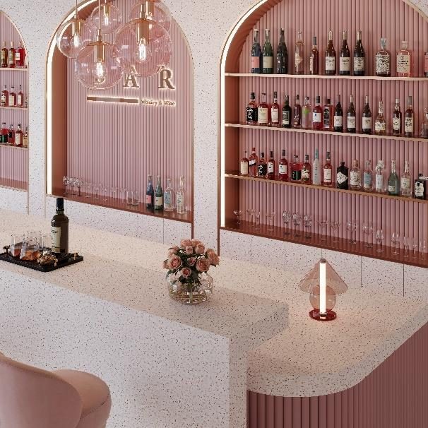 Terrazzo Marsala, bar counter application